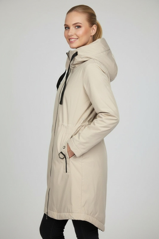 Přechodná bunda s kapucí krémová
