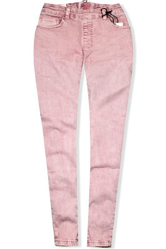 Růžové jeans kalhoty se zipem vzadu