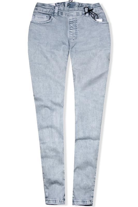 Šedé jeans kalhoty se zipem vzadu