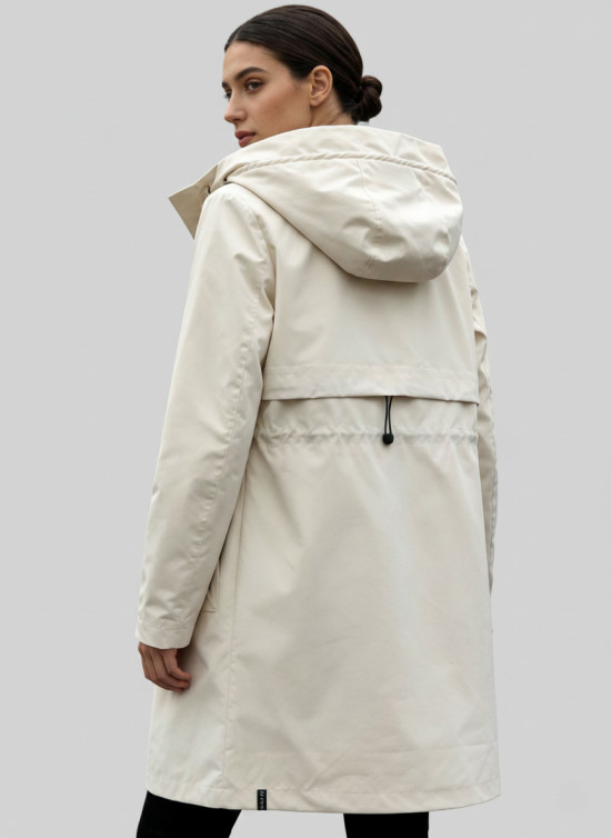 Krémová jarní parka se stahováním v pase