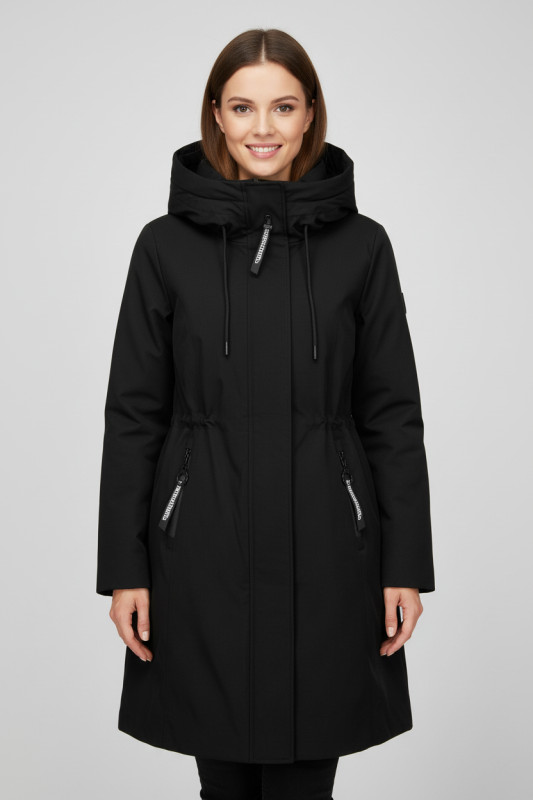 Černá jarní parka s dvoucestným zipem