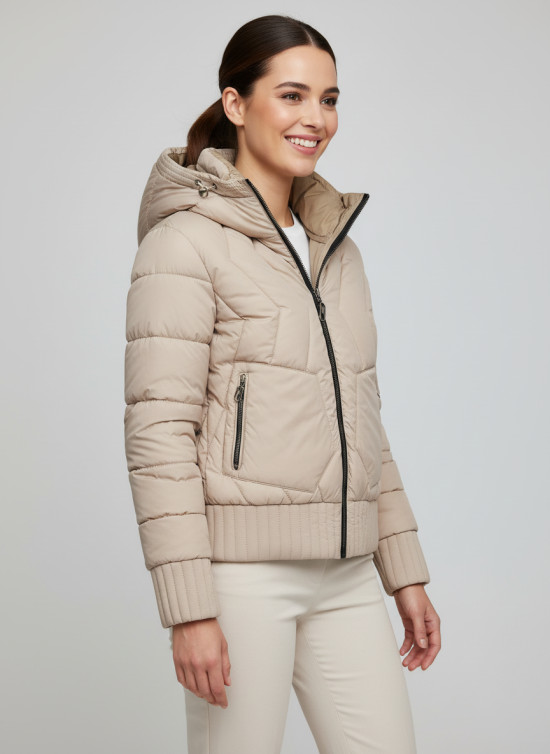 Oboustranná bunda s kapucí béžová