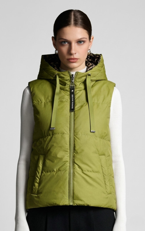 Oboustranná vesta s leopardím vzorem zelená