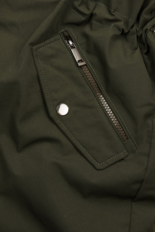 Khaki parka s odnímatelným kožešinovým lemem