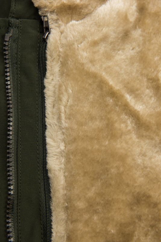 Khaki parka na podzim/zimu s odnímatelným futrem