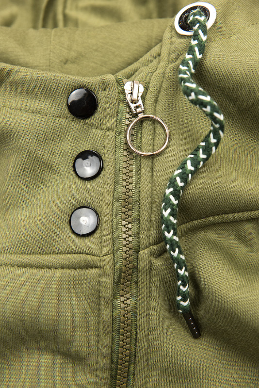 Khaki prodloužená mikina na zip