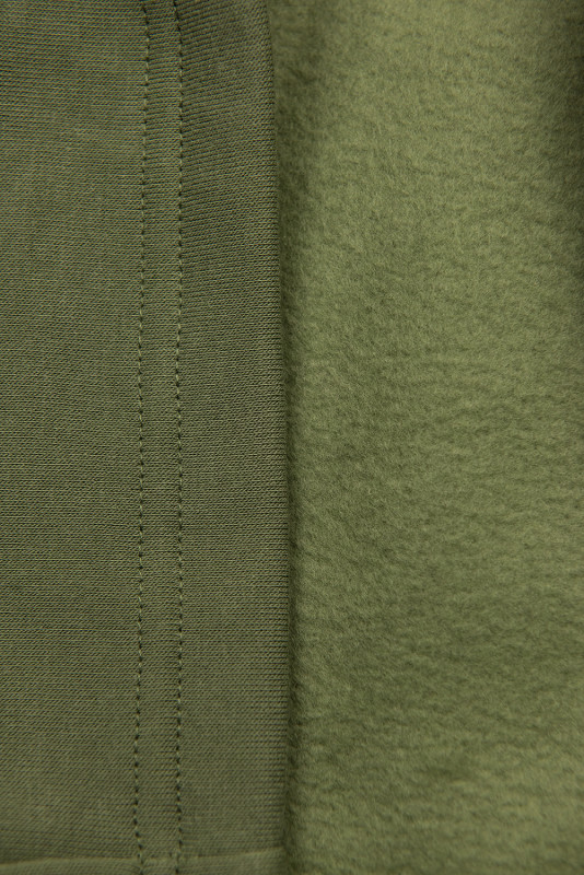 Khaki prodloužená mikina ve slim střihu