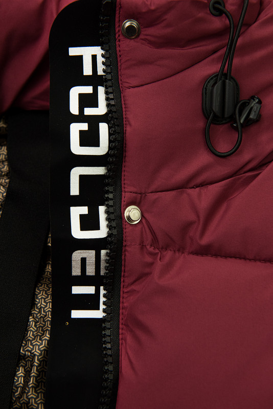 Burgundy dámská zimní bunda s kapucí