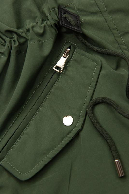 Přechodná vzorovaná oboustranná parka khaki