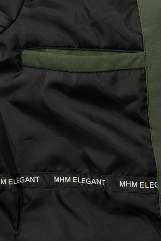Khaki přechodná parka s černou podšívkou
