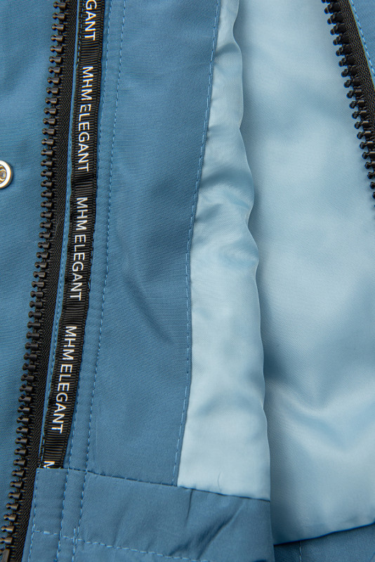 Jeans modrá přechodná parka s modrou podšívkou