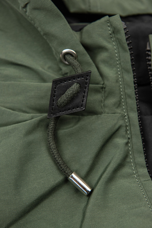 Lehká oboustranná přechodná parka khaki/černá