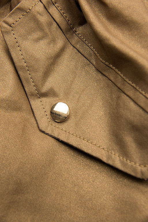 Parka s odnímatelnou kožešinou metalická