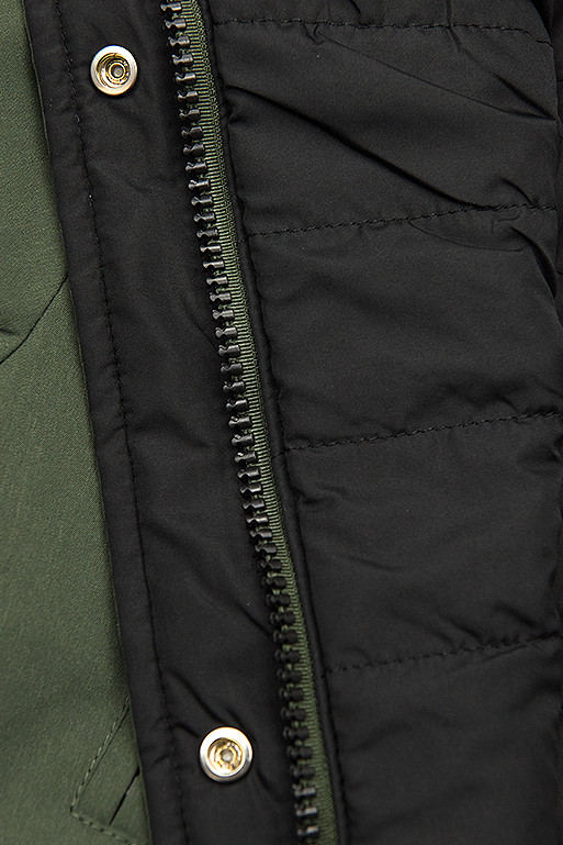 Přechodná parka oboustranná khaki/černá