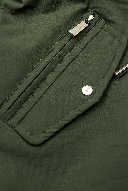 Khaki/hnědá vzorovaná parka