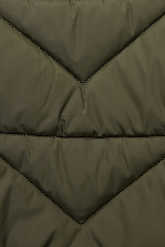 Elegantní zimní bunda s kožešinou, khaki