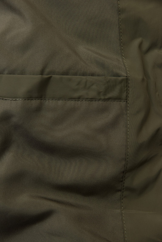 Elegantní zimní bunda s kožešinou, khaki