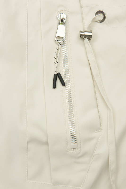 Prodloužená parka s potiskem v kapuci ecru