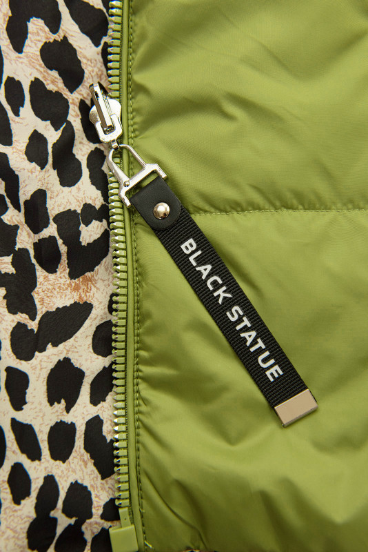 Oboustranná vesta s leopardím vzorem zelená