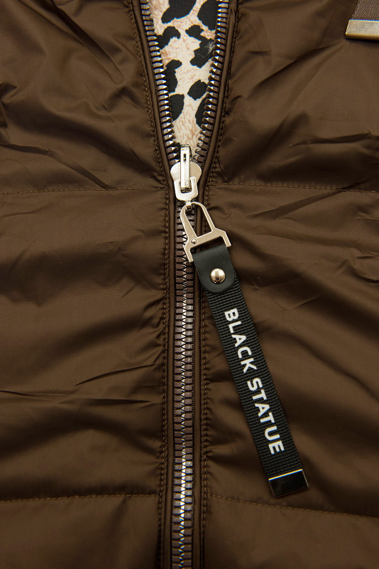 Oboustranná vesta s leopardím vzorem čokoládově hnědá