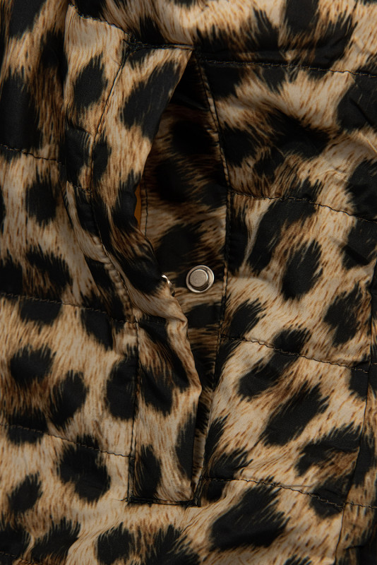 Žlutá oboustranná parka s leopardím vzorem