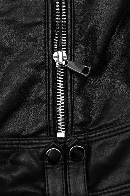 Černá koženková biker bunda