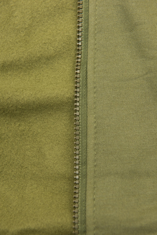 Khaki mikina s dvoucestným zipem