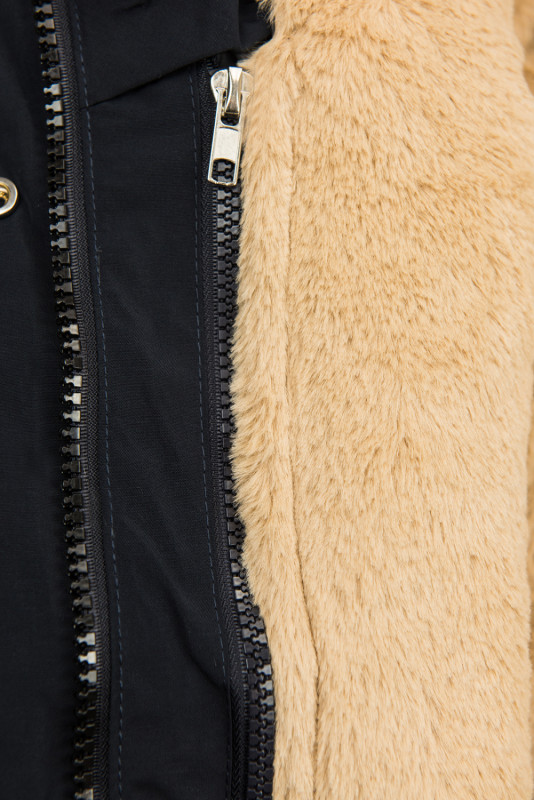 Tmavě modrá/hnědá parka na období podzim/zima