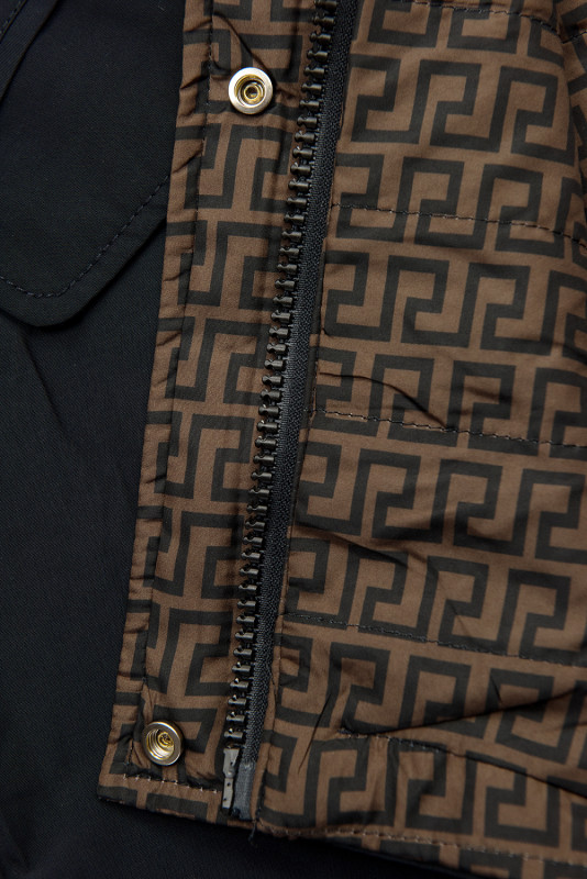 Tmavěmodrá/hnědá oboustranná přechodná parka