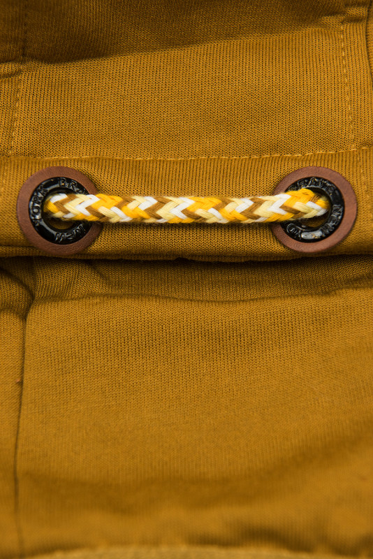 Mustard mikina s kapucí v prodlouženém střihu