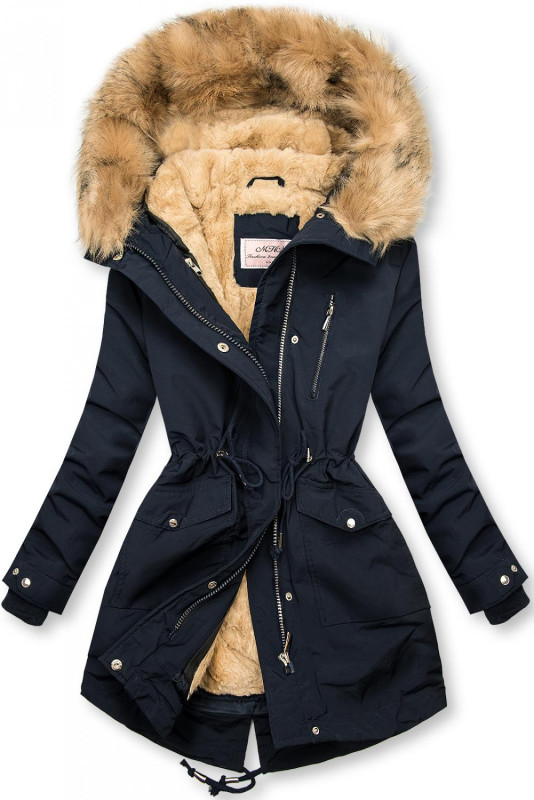 Parka s odnímatelnou podšívkou modrá/béžová