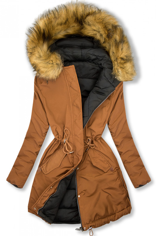 Oboustranná parka vhodná na zimu hnědá/černá