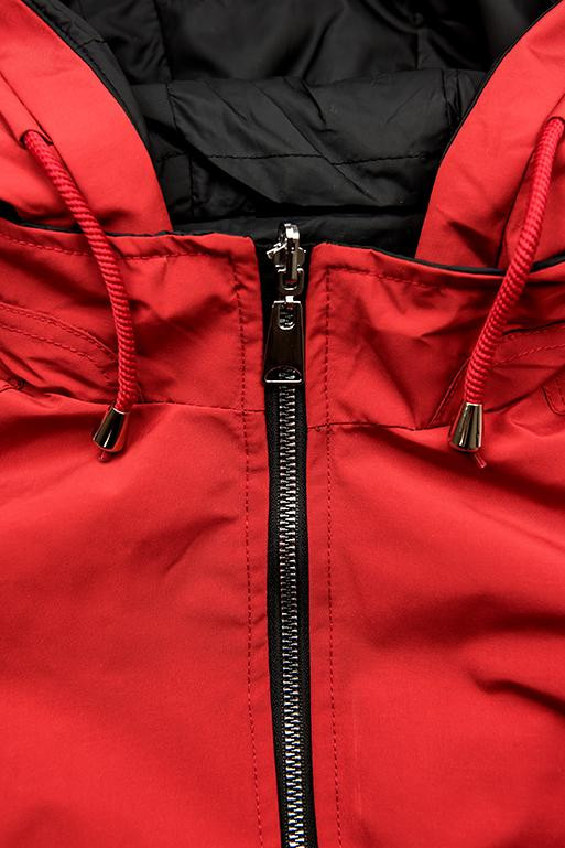 Jarní oboustranná parka, červená-černá