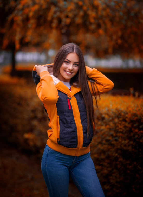 Žluto/černá krátká kombinovaná mikina