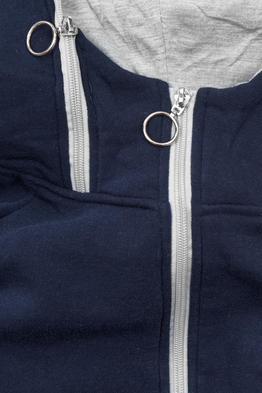 Modro-šedá dlouhá mikina na zip