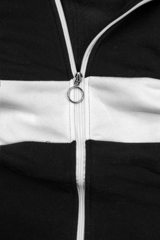 Černo-bílá dlouhá mikina na zip