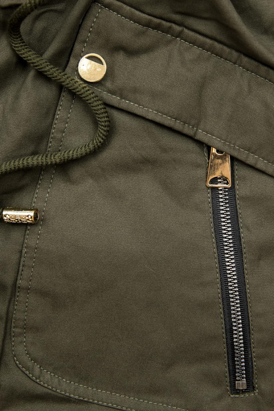 Khaki-černá oboustranná zimní parka