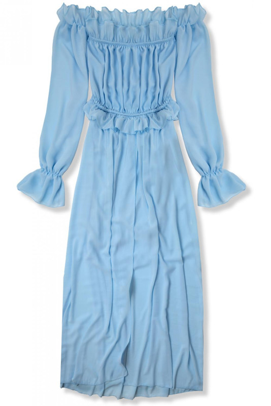 Baby blue letní dlouhé šaty