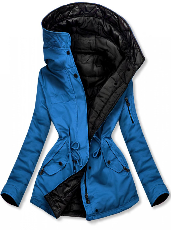Modro-černá oboustranná krátká parka