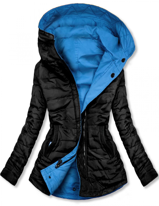 Modro-černá oboustranná krátká parka