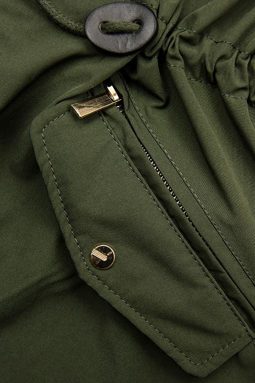 Khaki oboustranná parka s leopardím vzorem