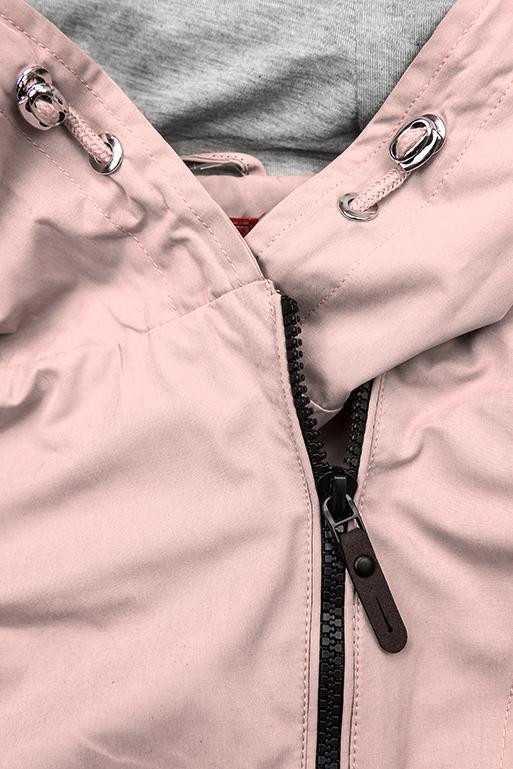 Růžová přechodná parka se šedou podšívkou