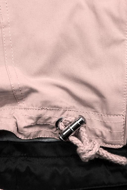 Růžová přechodná parka se šedou podšívkou