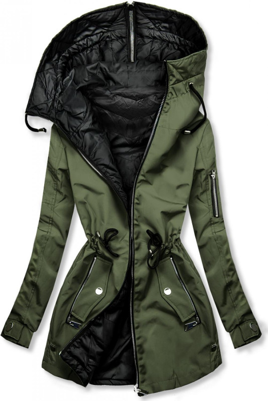 Oboustranná jarní parka khaki/černá