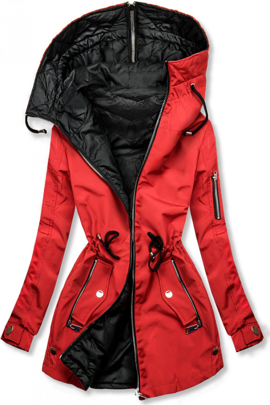 Oboustranná jarní parka červená/černá