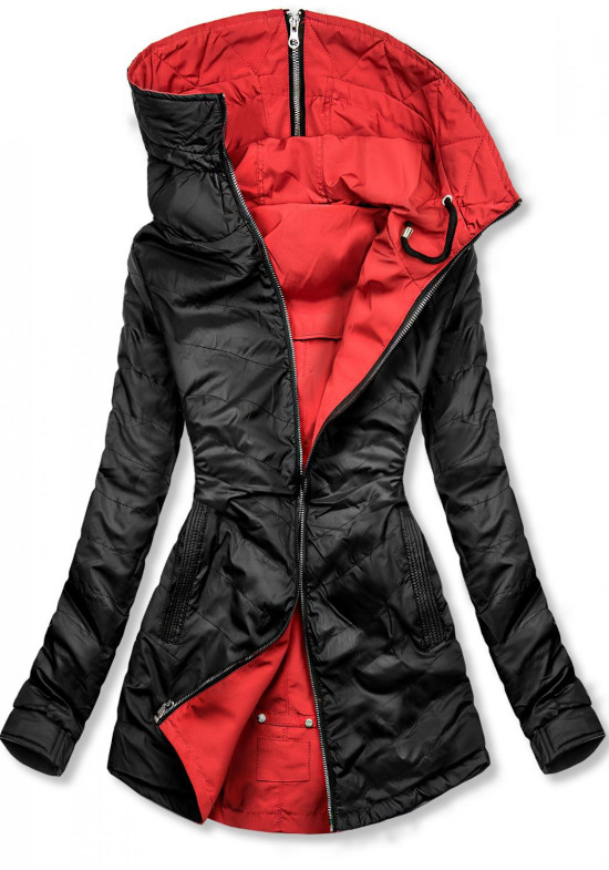 Oboustranná jarní parka červená/černá