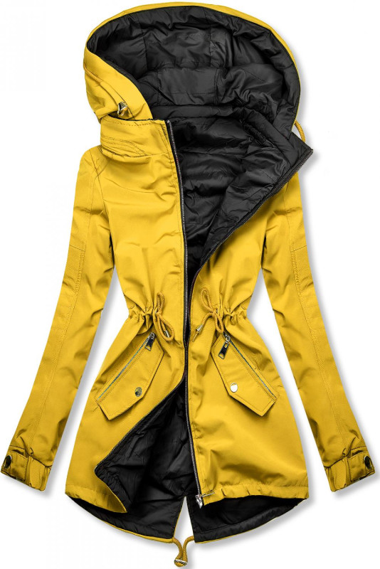 Jarní oboustranná parka, žlutá-černá