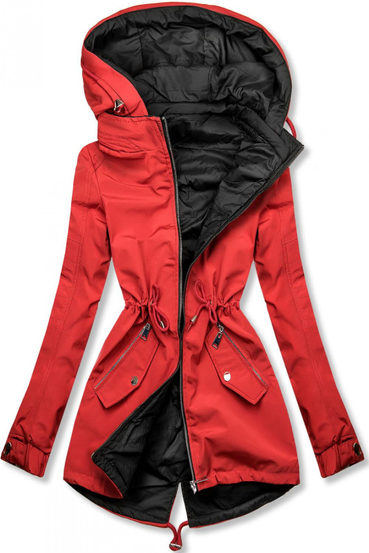 Jarní oboustranná parka, červená-černá