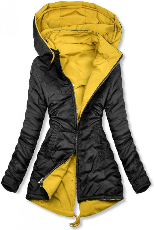 Jarní oboustranná parka, žlutá-černá