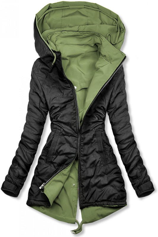 Jarní oboustranná parka, khaki-černá